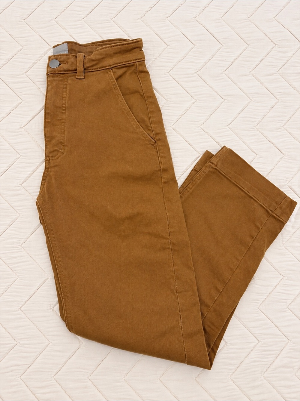 Everlane The Straight Leg Crop Pants Brown Stretch High Rise